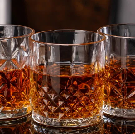 300 ml  Embossed Transparent Crystal Luxury Whisky Glass Cups Whisky Glass Set Popular
