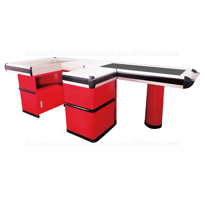 Round Stainless Steel Cash Register With Motor Large Supermarket Electric Conveyor Belt Cash Register Electric Cash Register