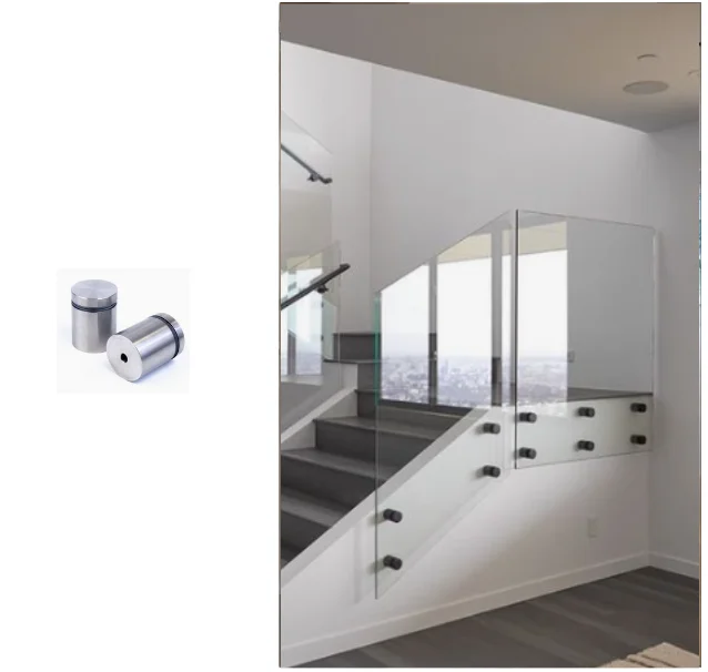 Clear Views Glass Stair Fencing SUS 304 Standoff Fixing Screws Bolts Glass Railing Home Modern Frameless Glass Clamp Handrail