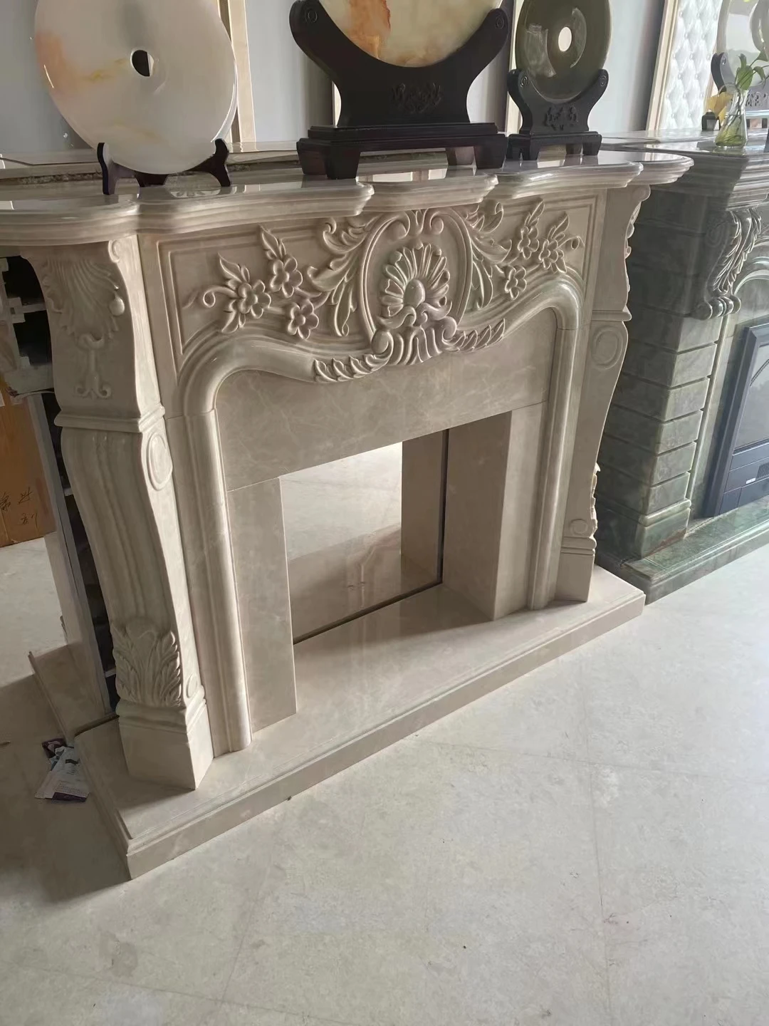 Modern Indoor Decorative Natural Stone Fireplace Surround Marble French Fireplace Mantel for sale