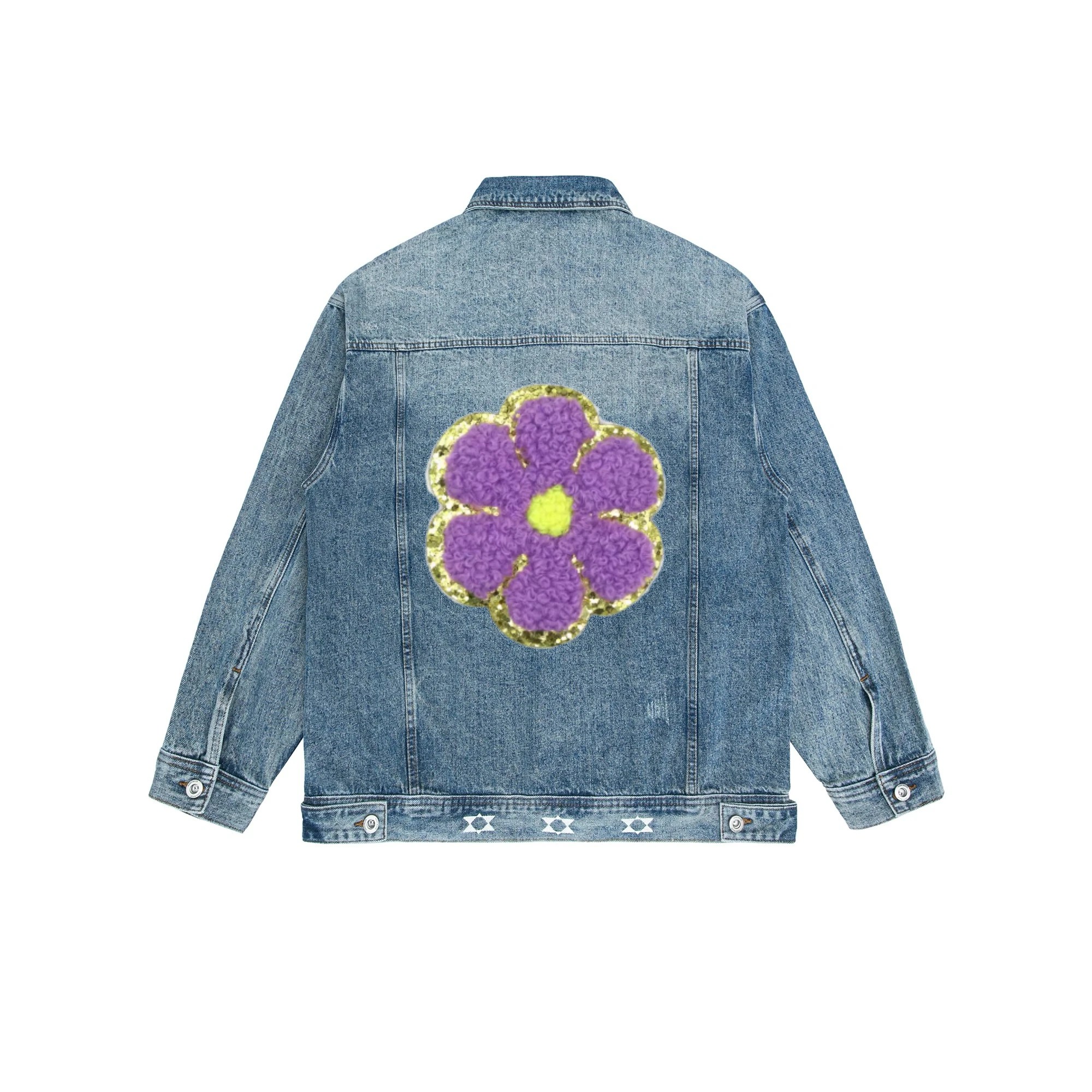 Golden Edge Round Cloth Decoration Cheer Chenille Patches Self Adhesive Cute Large Chenille Patches