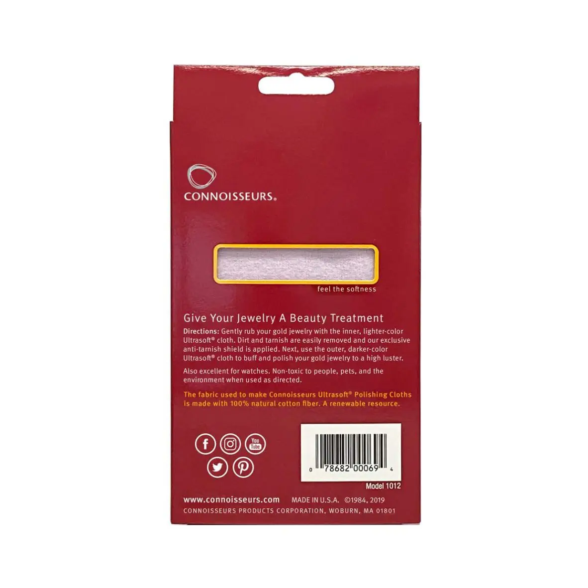 Connoisseurs UltraSoft Gold Jewelry Polishing Cloth Excellent For Cleaning Watches Natural Cotton Fibers