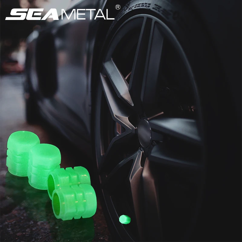 New Arrival 4pcs ABS Double Layer Luminous Auto Tire Valve Core Cover Car Tire Valve Covers Car Wheel Hat