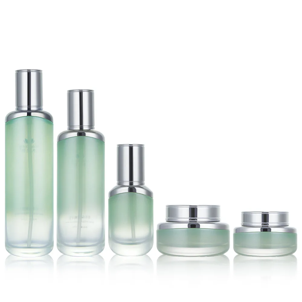 Luxury Skincare Packaging Empty Cream Cosmetic Glass Jar Lotion Pump Glass Serum Oil Dropper Bottle