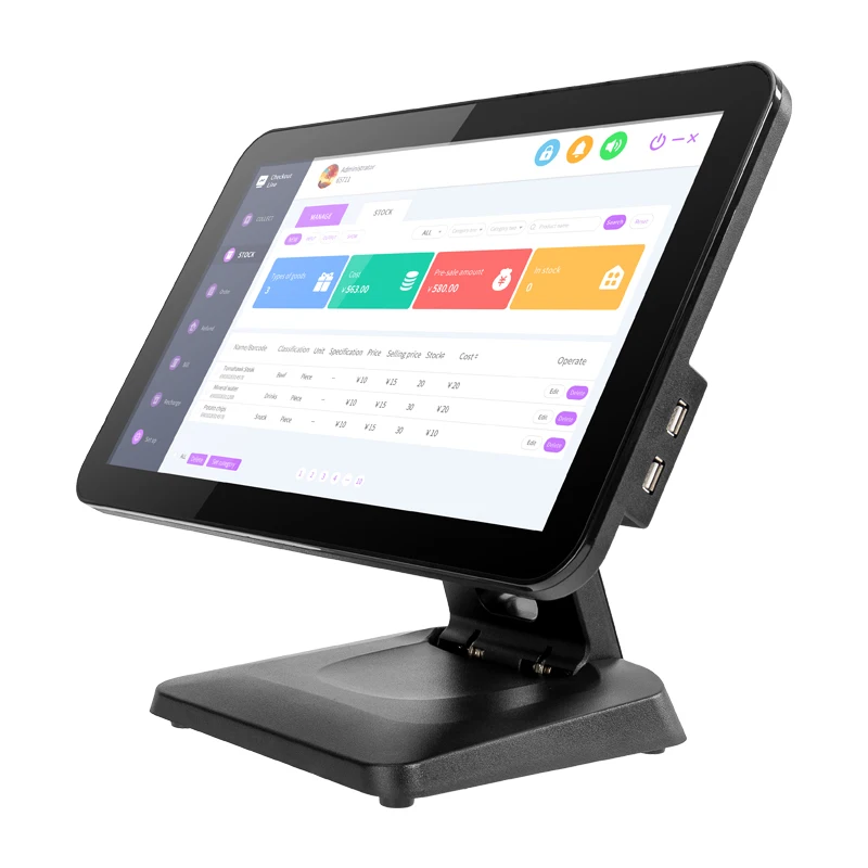 15.6 inch Folded Touch POS  Screen Cash Register Machine All in One POS System For Restaurants
