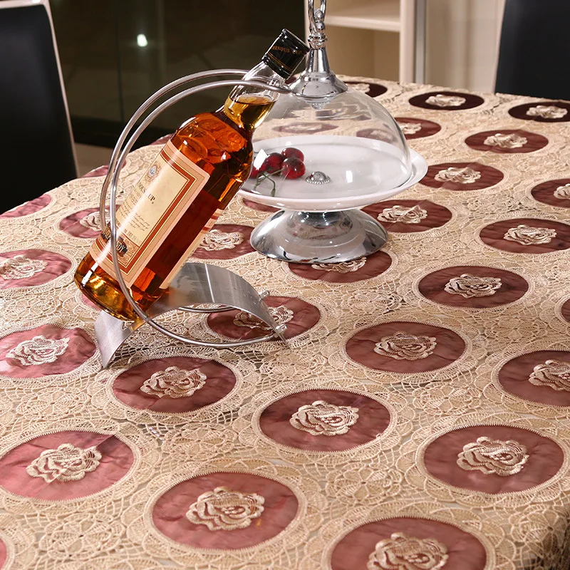 Wholesale Ivory Embroidered luxury Lace Table Cloth Elegant white table covers Wedding Lace Tablecloth