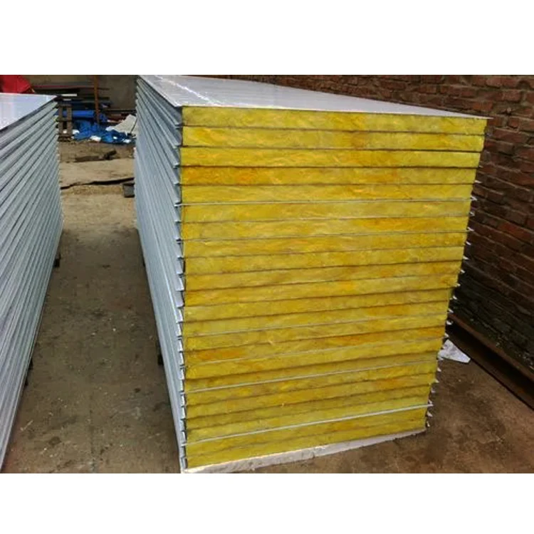 Ex-factory price fire retardant Rock wool sandwich wall panel cold storage, internal and external wall insulation