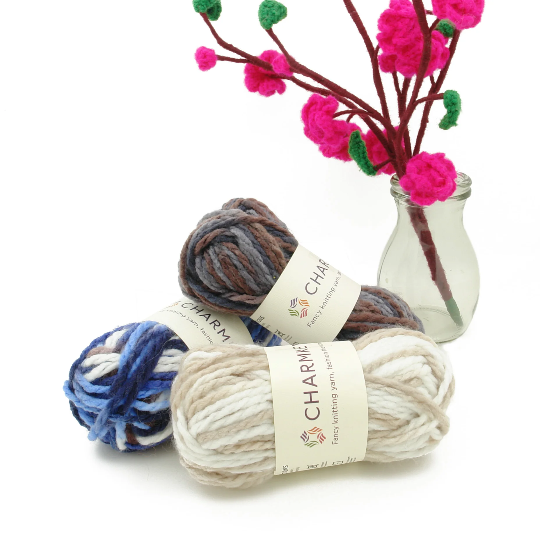 Hot sale customized 100gram per pcs popular easy weaving mixed color yarn 100% acrylic knitting yarn fancy yarn for crochet