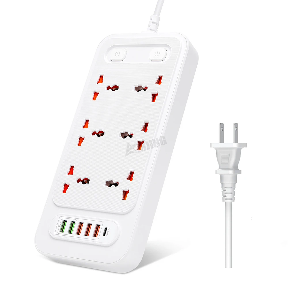 Hot Selling 6 outlet universal extension socket with type c surge protector power strip