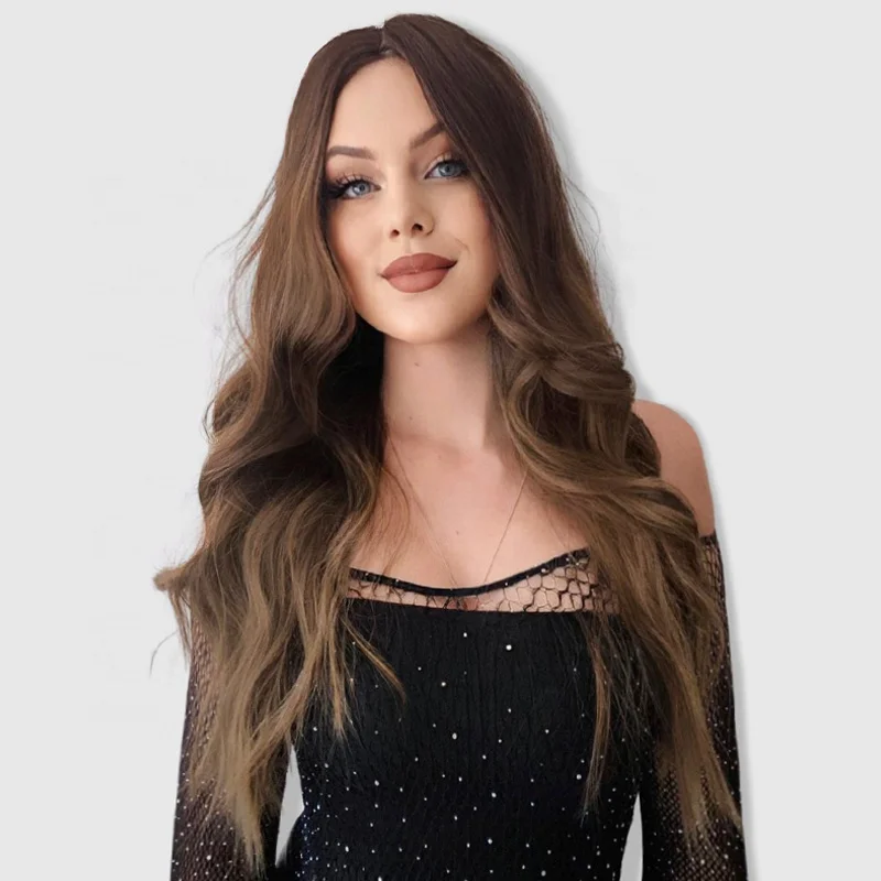 BVR Wholesale Chinese Colorable Long Body Wave Heat Resistant Synthetic Hair Wigs For White Woman