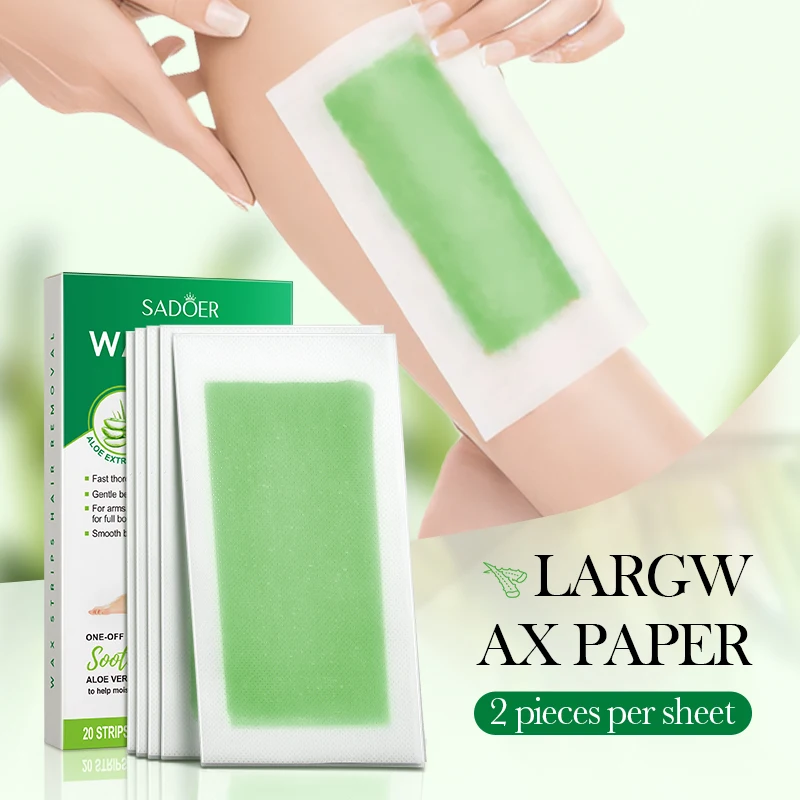 SADOER Skin Care Products Organic Aloe Vera Hair Removal Waxing Strips Depilator Non Woven Fabric Two-Sided Waxing Strips paper
