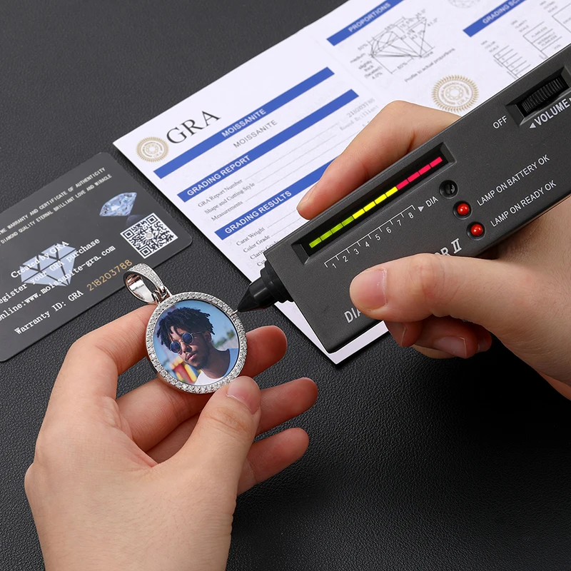 Moissanite Memory Pendant 925 Silver Custom Hip Hip Photo Pendant Iced Memory Moissanite Pass Diamond Test