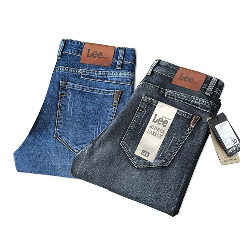 
men loose fit jeans Straight pants Pattern Label Typesetting package Simple five-pocket style mens jeans 