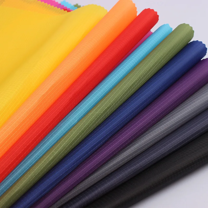 Tela 190T/210T/230T/260T Coated with PA PU PVC Polyester Waterproof Plaid Taffeta Fabric for Tent Bag Lining