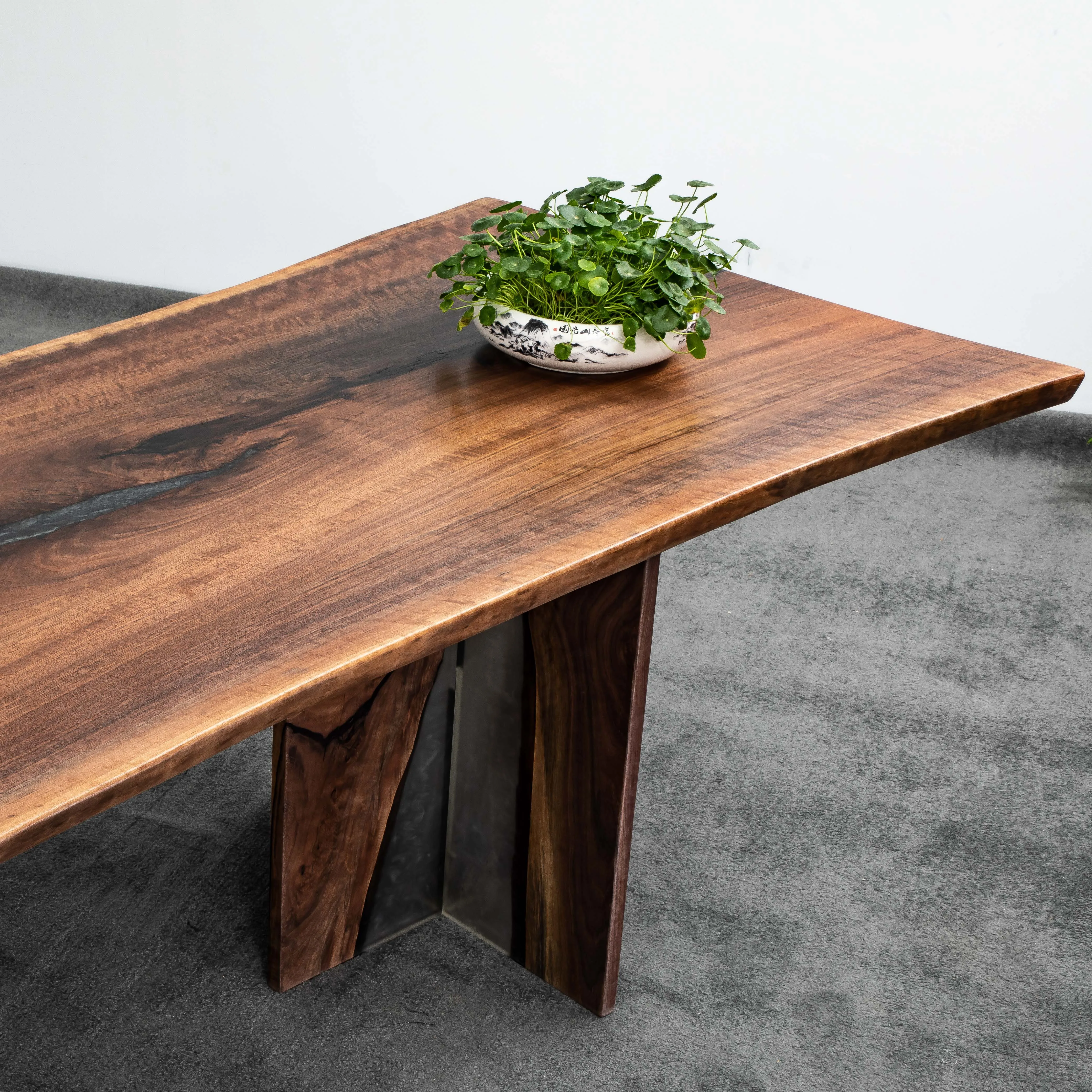 
Office and restaurant furniture solid black walnut slab table with live edge for dining room 