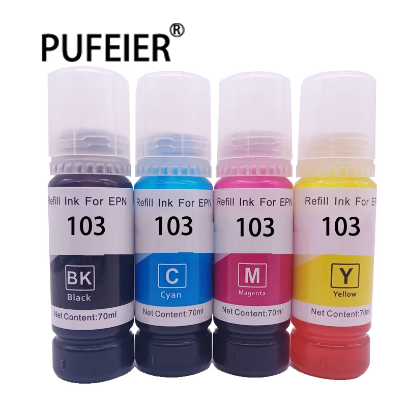 70ML 103 Premium Bottle Dye Based Ink Refill Kits Compatible for Epson L3110 L3111 L3150 L3151 Inkjet Printer 103 Dye Ink