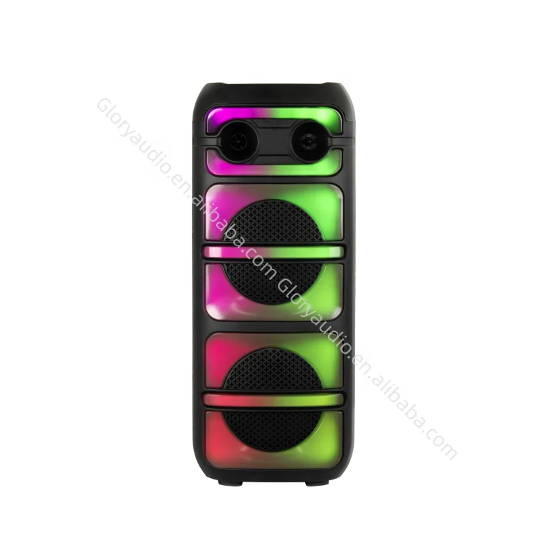 Dual 10' inch Portable Outdoor Rechargeable Super Bass Powerful Speaker Boom Sounds Flame Light