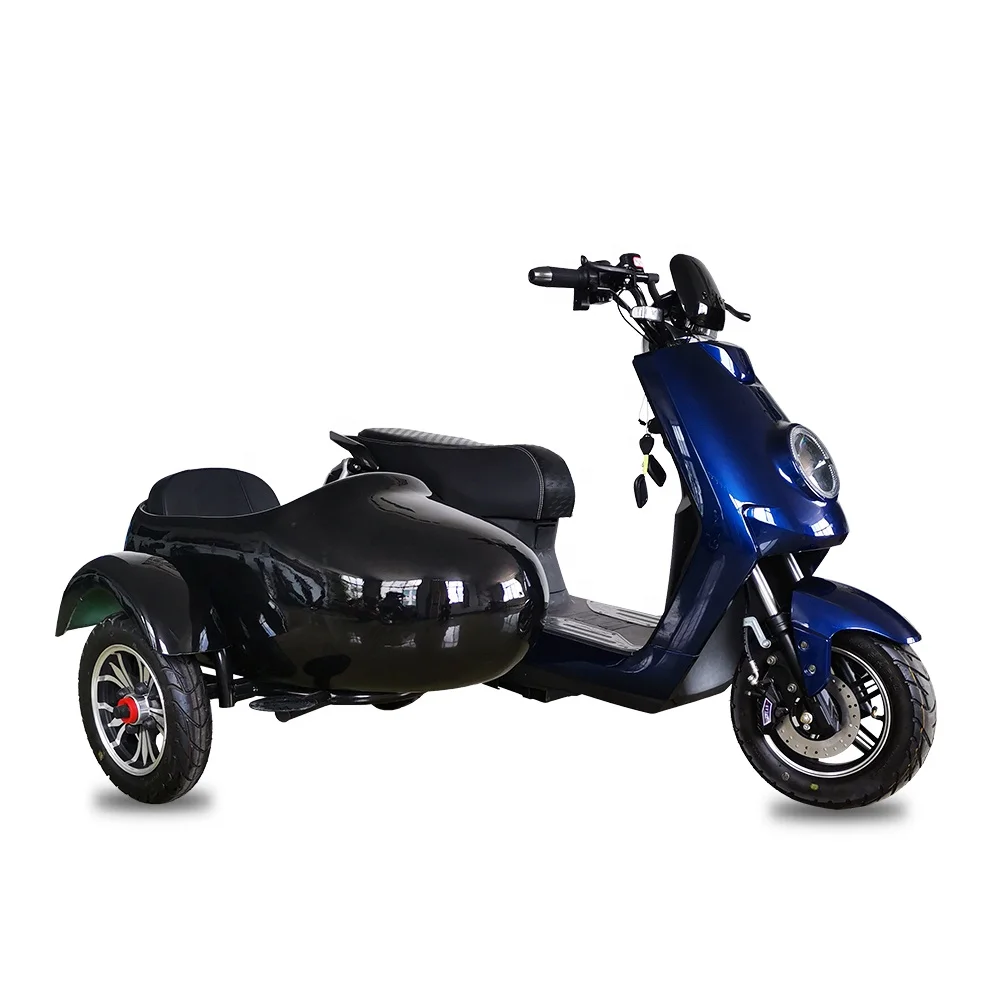 Three wheel has side car safe stability Cheaper loading 3 passenger 1000w Electric three Scooter for parents