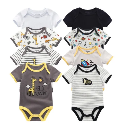 8 PCS/LOT Short Sleeve Baby Rompers 100%Cotton overalls Newborn clothes Roupas de bebe boys girls jumpsuit&clothing