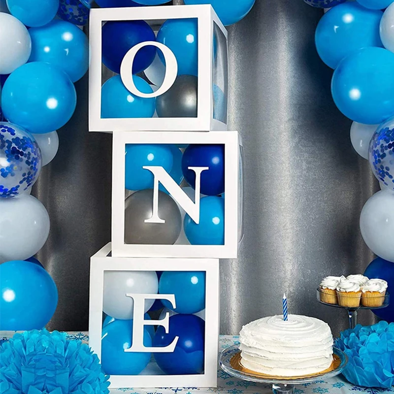 Wedding 1st Birthday Party Decor Latex Balloon Baby Shower Alphabet Name Transparent Packing ONE Box Birthday Balloon Box