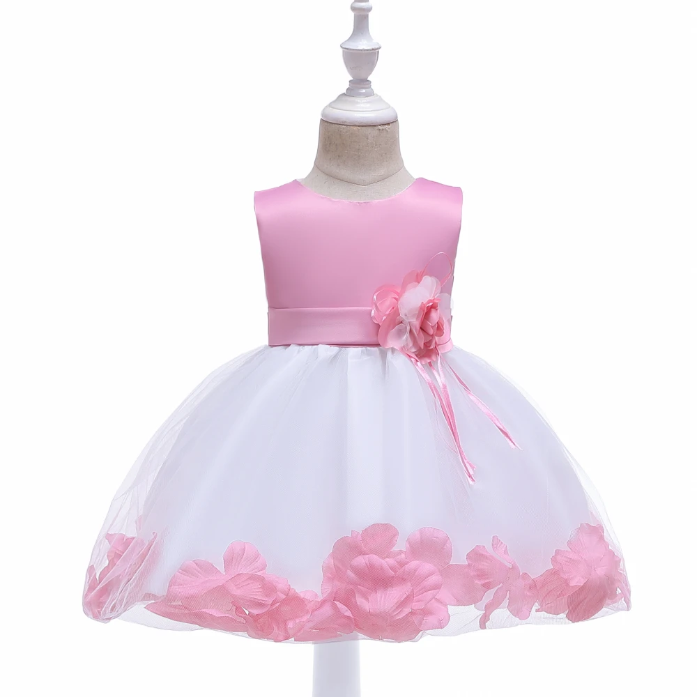 Latest fashion beautiful sleeveless elegant flower princess birthday party children kid baby girl design of casual dresses