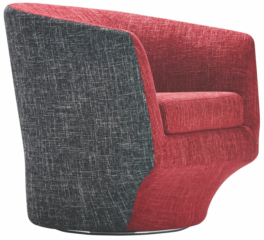 New Model Chromed Iron Base Fabric Accent Swivel Barrel Lounge Rotatable Leisure Chair