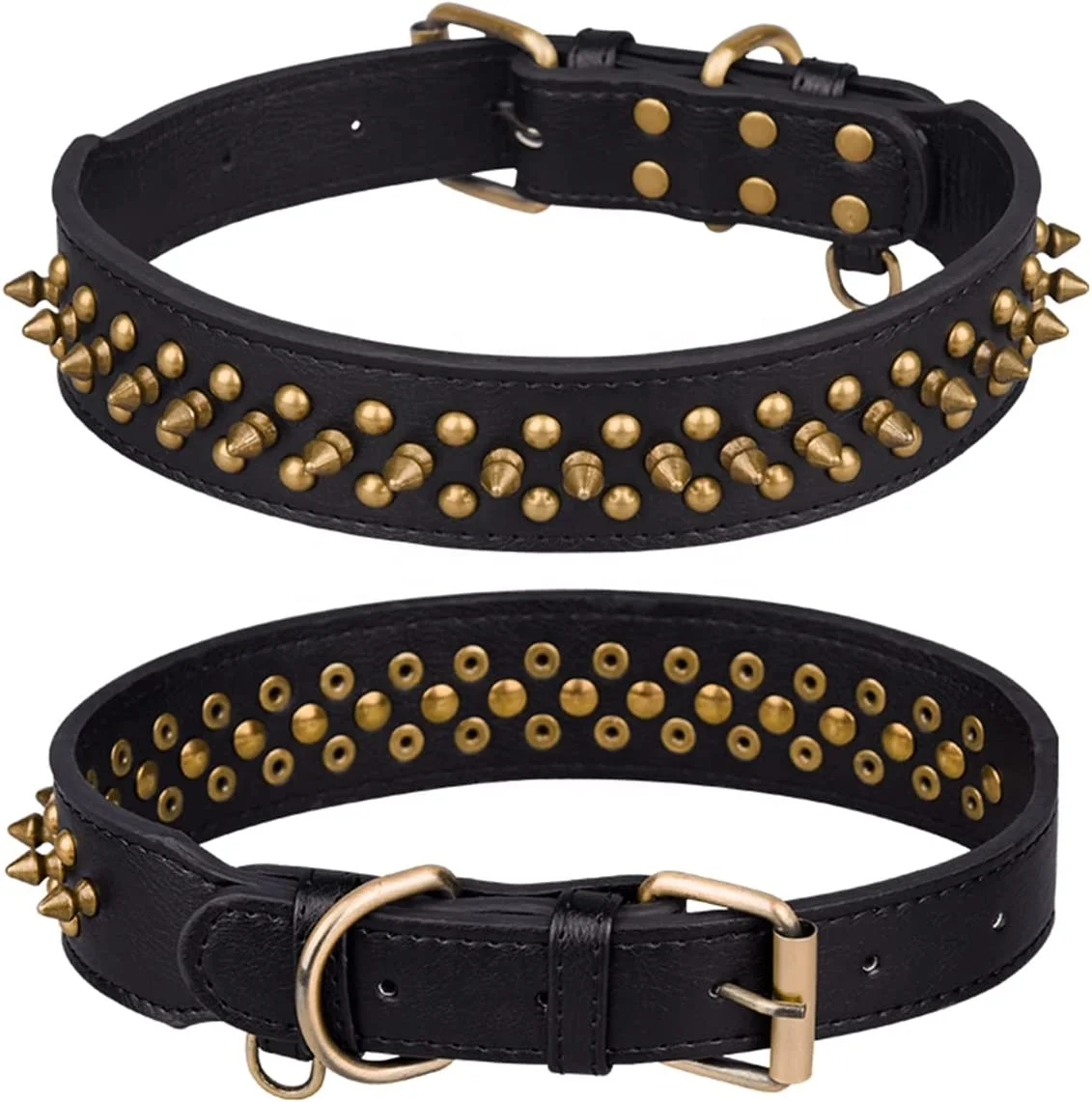 Wholesale Personalized Pet Dog Collar Soft Pu Leather Rivet Spike Studded Adjustable Puppy