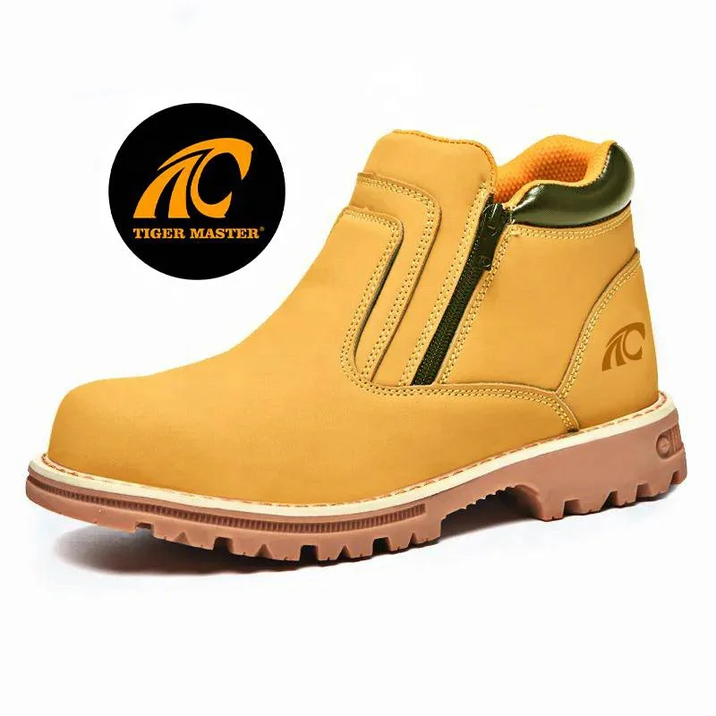 Yellow microfiber leather anti slip rubber sole puncture proof steel toe premium quality safety shoes without lace