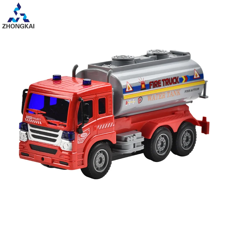 Kids Electric Diecast Toys Viechel F/w Alloy Car Fire Water Tank Car With Light And Music 2023 New Toy
