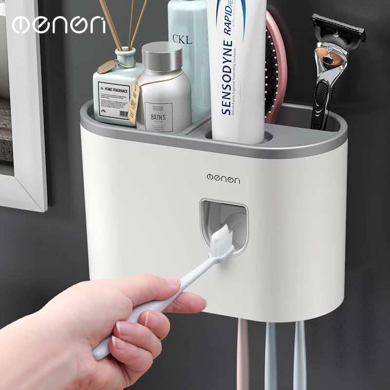 1 Cup No Moq Multi Function Magnetic Suction Cup Wall Mounted Adhesive 6 Piece Toothpaste Dispenser Squeezer Toothbrush Holders (1600562933893)