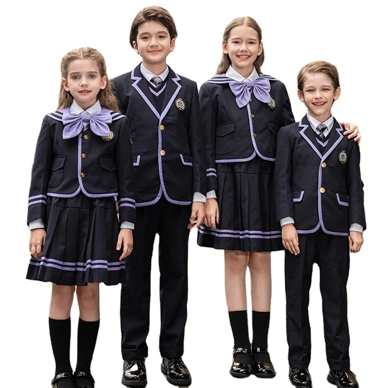 High Class Winter School Student blazer teacher uniform suits navy blue blazer school uniform with jacket