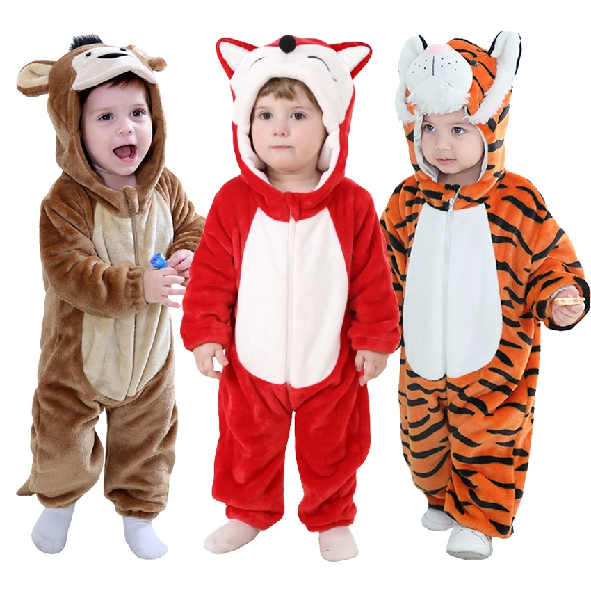 Wholesale New Born Baby Clothes One piece Outfit Rompers Fox Tiger Monkey Costume for Children