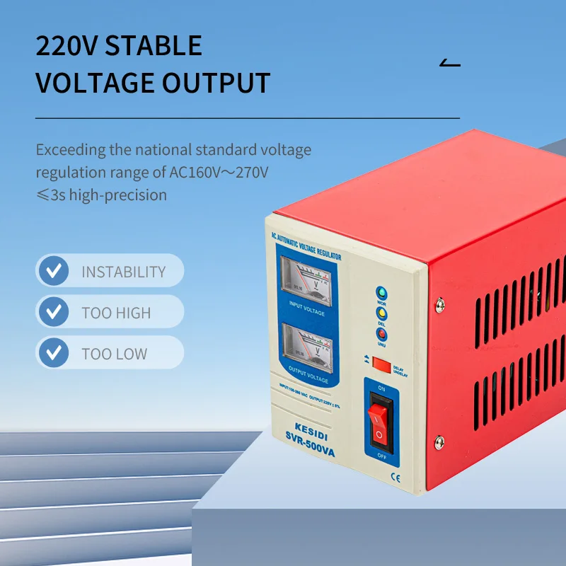 KESIDI Brand high precision 220v single phase ac voltage regulators/stabilizers 500va relay type for home/industry use