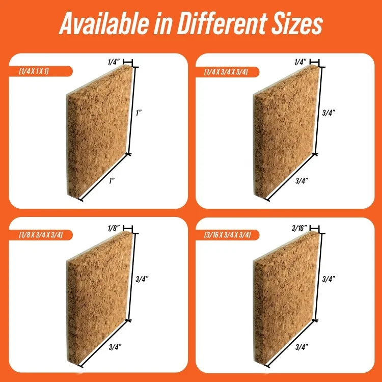 25x25x3+1MM on Sheets Glass Protecting Distance Cork Separator Distance Pads