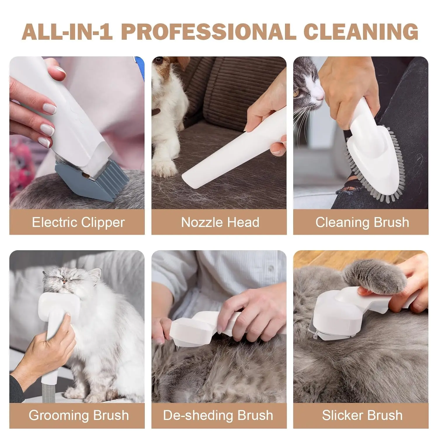 New Upgraded Pet Grooming Kit and Vacuum Pet Grooming Hair Clipper Kit with Strong Suction