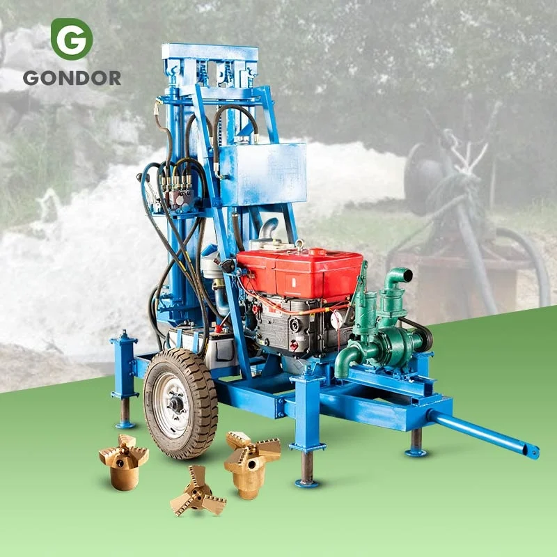 Deepwell Well Rotary Drill Rig Equipment Gasoline Multiple Water Small on Tire Opening Tractor Machine