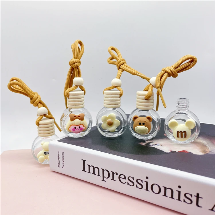 Wholesale 10ml empty air freshener diffuser car hanging perfume bottles with wooden cap