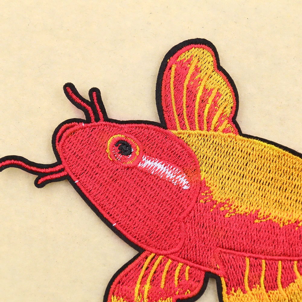 Wholesale Custom Large Size Twill Koi Carp Fish Embroidery Patch Ironing Patches For Clothing