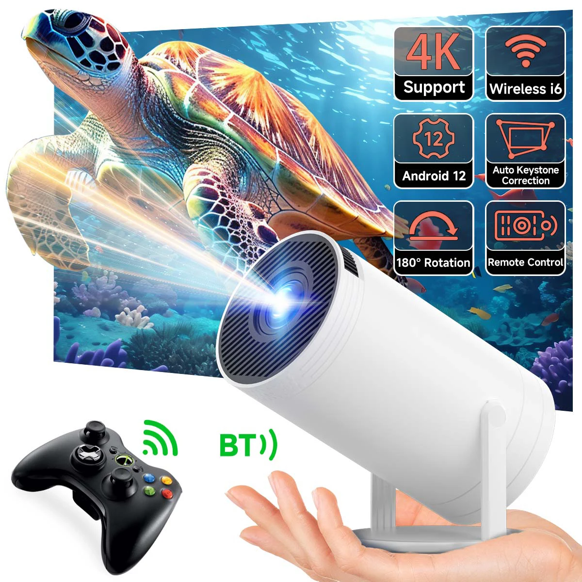 HY300 pro latest hot LCD projector 1080P NETFLIX youtube support portable Android 12.0 system Home Theater Cinema Movie