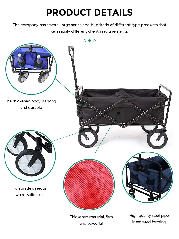 Shipment within 3 days Cheap Wholesale Camping Wagon Utility Folding Wagon Cart Beach Trolley Cart Portable 4 Wheels in stock