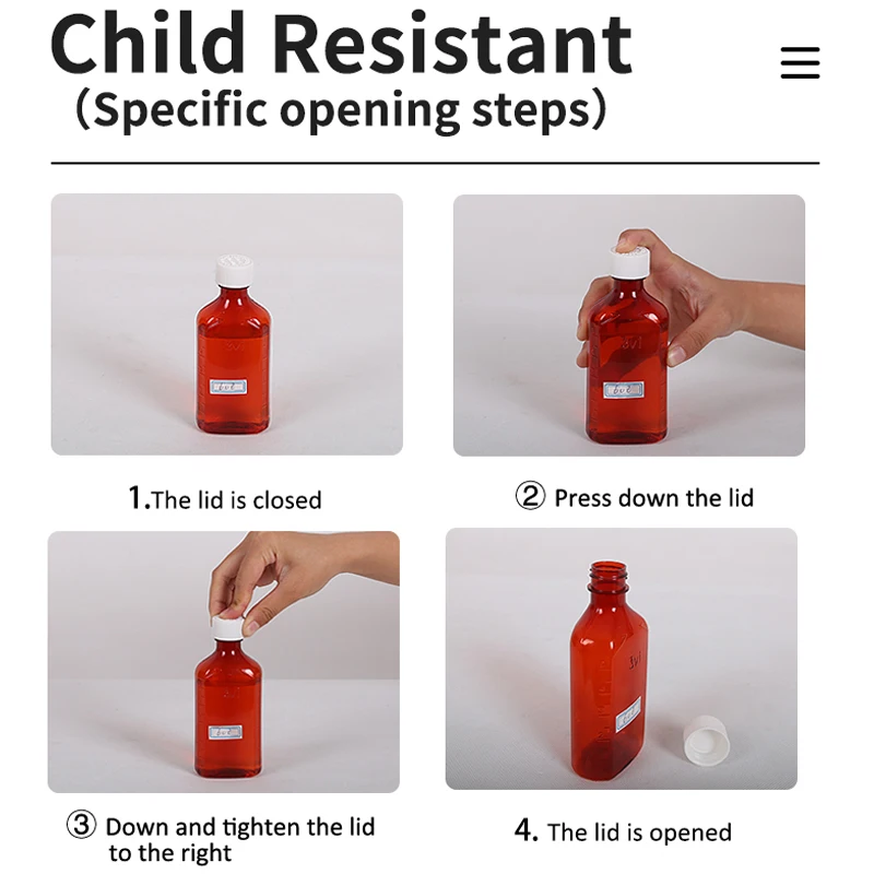 16oz Oval Child Resistant Caps Plastic Liquid Bottles