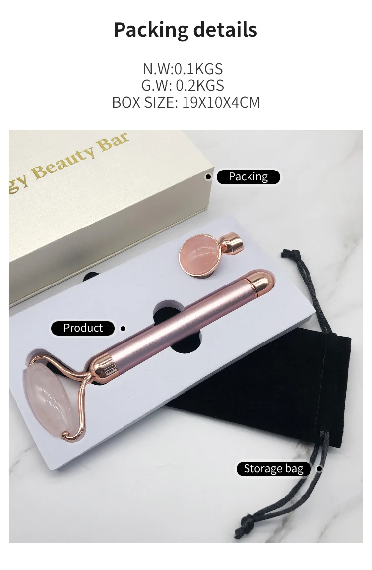 24K Massage Tools Spa Massager Natural Stone 2 in 1 Electric Energy Beauty Bar Jade Roller