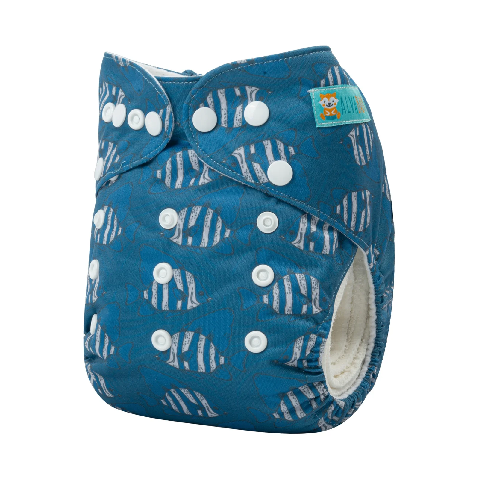 ALVABABY Fishes Design Limited Edition Printed Baby Cloth Nappy