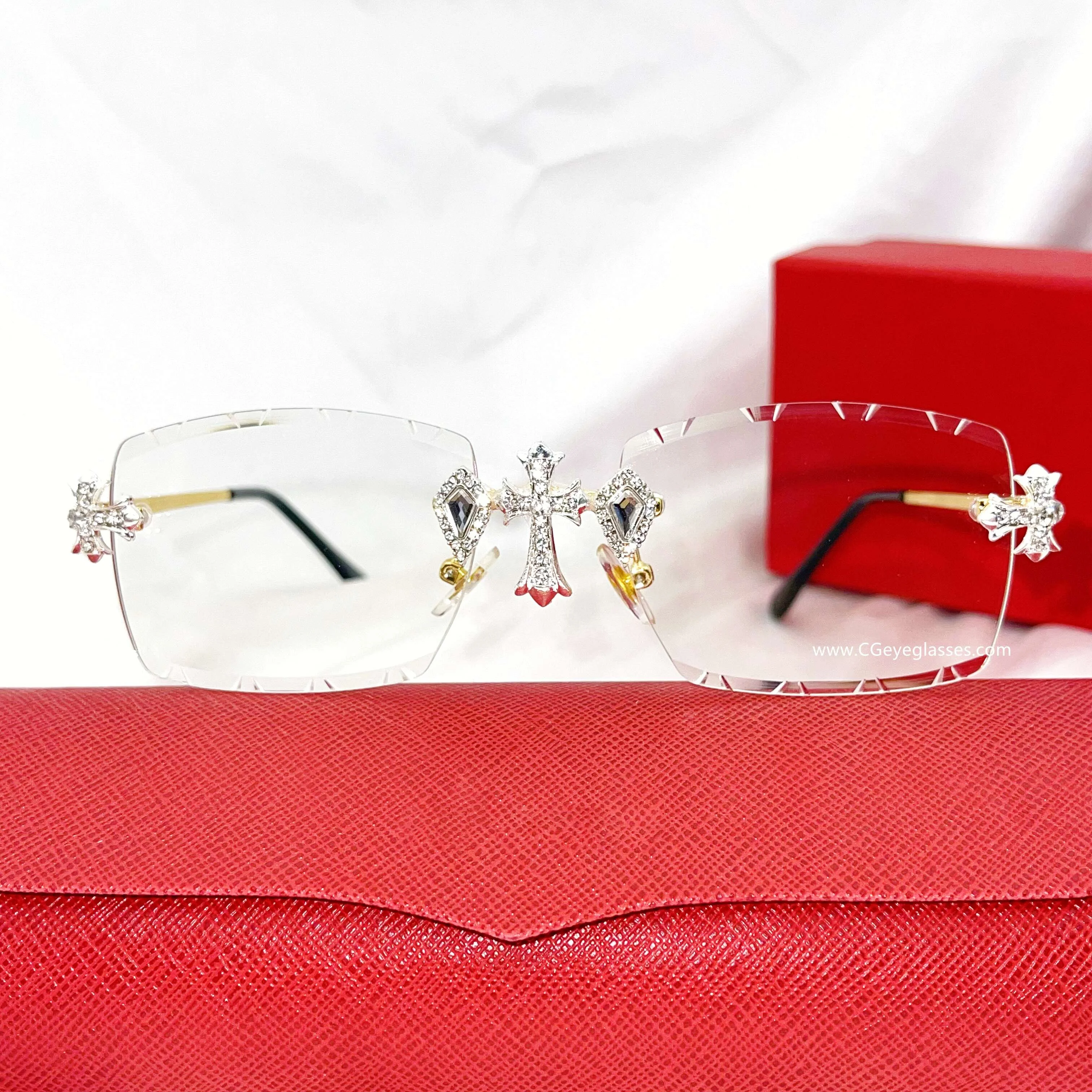 2023 Fashion Brand Design Vintage Rimless Rhinestone Sunglasses Women Men Retro Cutting Lens Gradient diamonds Sun Glasses UV400