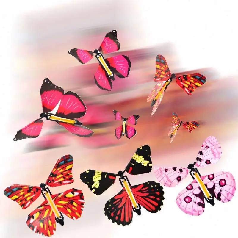 Best Price Mystical Fun magic flying butterfly Powered Wind up elastic Band Butterfly for  Wedding birthday Great Surprise Gift