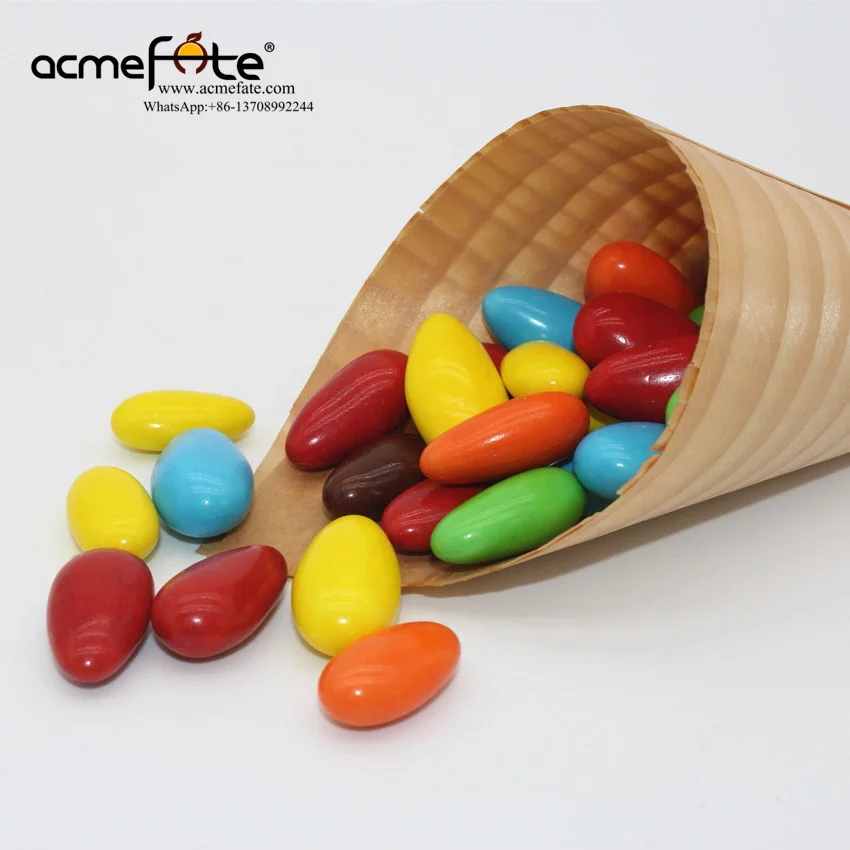 compound almond shape chocolate sugar coated Almond shape chocolate beans dragee chocolate button supplier with  Halal