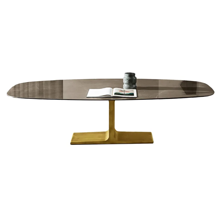 Top Quality Commercial Steel Dinning Table Restaurant Tables Luxury Modern Stainless steel Metal Leg Dining Tables