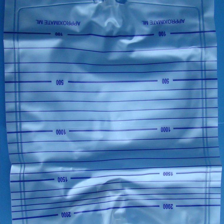 Disposable medical 2000cc urine bag with belt