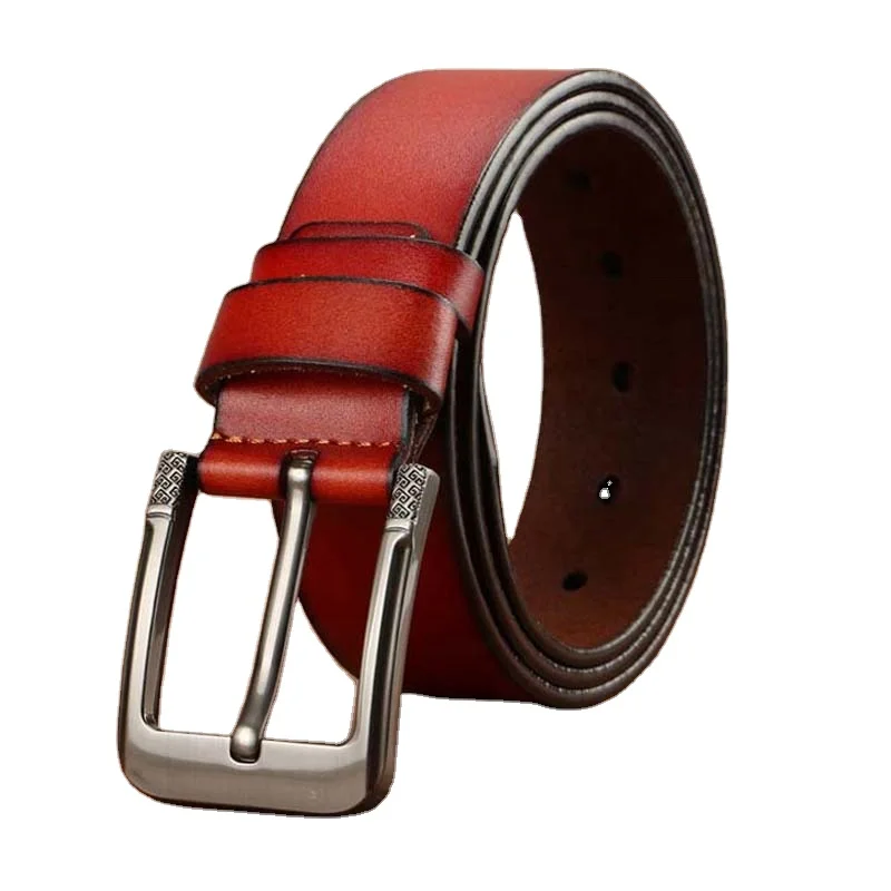 OEM Fashion Style Alloy Buckle Adjustable Genuine Vegan Leather Belt for Men