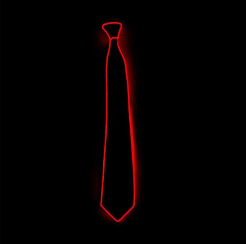Rave LED Necktie Adjustable Glow Neon Party EL Light Up Tie Novelty Costume Props